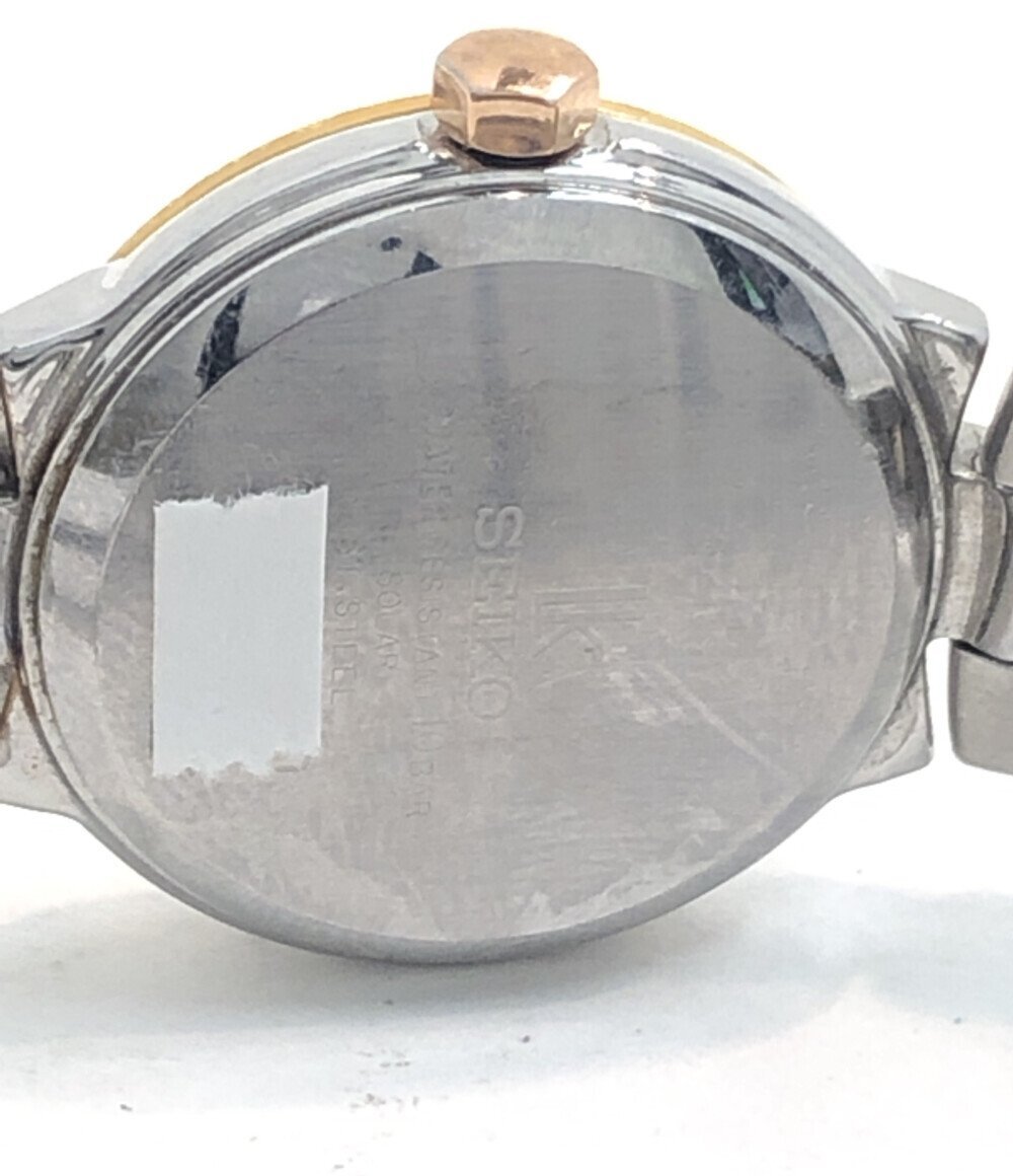 【1円スタート】 訳あり セイコー 腕時計 ルキア V111-OASO ソーラー ホワイト レディース SEIKOの画像4
