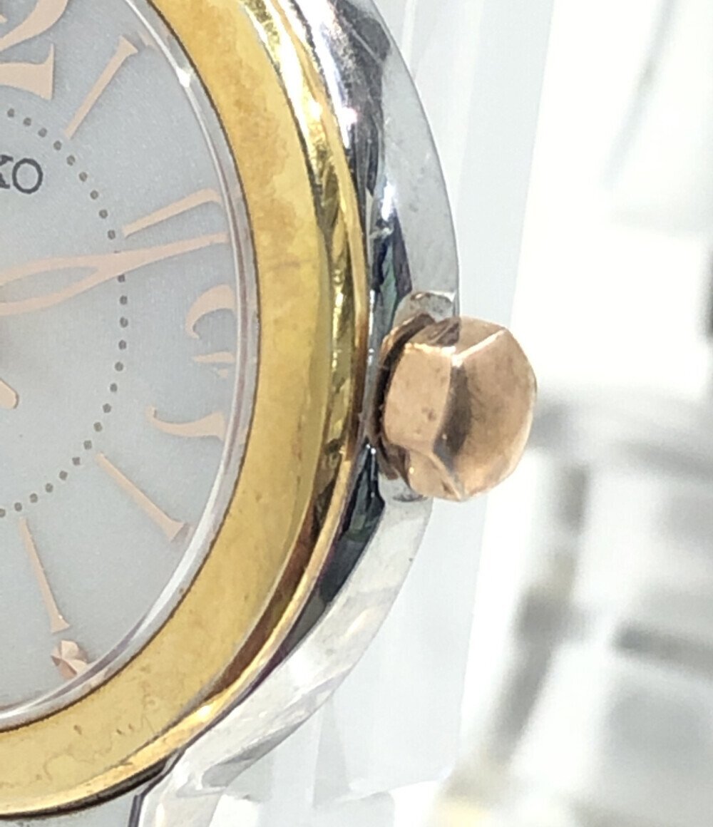 【1円スタート】 訳あり セイコー 腕時計 ルキア V111-OASO ソーラー ホワイト レディース SEIKOの画像5