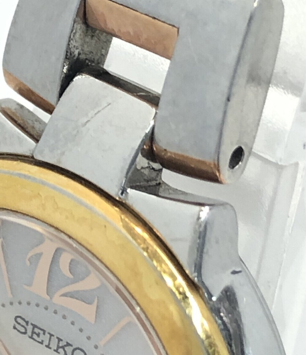 【1円スタート】 訳あり セイコー 腕時計 ルキア V111-OASO ソーラー ホワイト レディース SEIKOの画像6