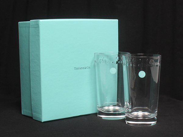 美品 ティファニー グラス タンブラー 2点セット ペア スウィングHB Tiffany＆Co.の画像1