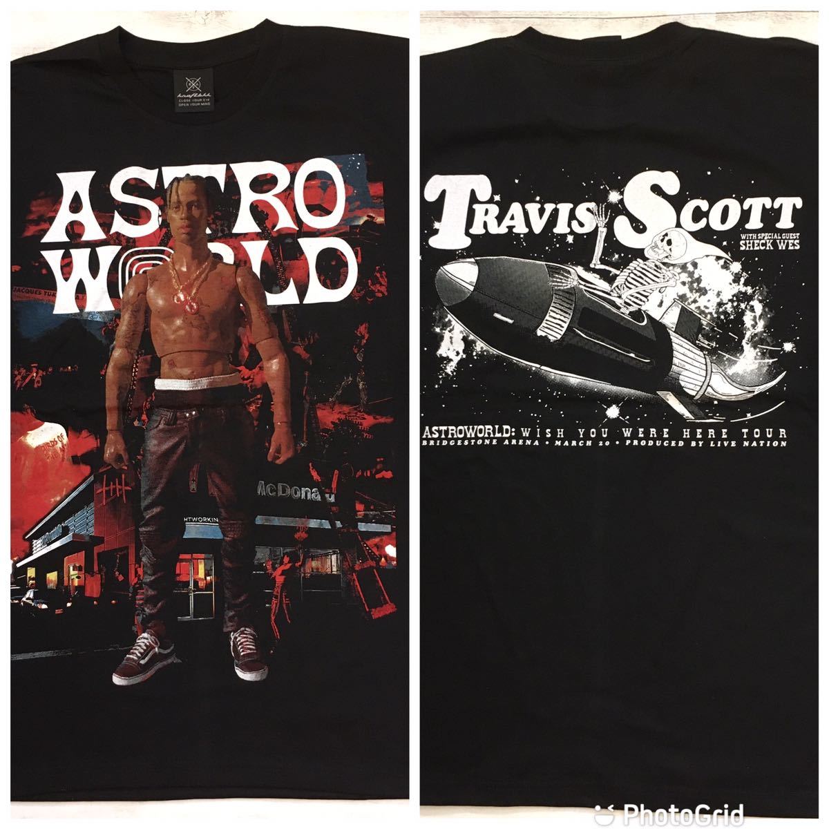 トラヴィススコット Travis Scott ASTRO WORLD L ラッパーTシャツ ブラックの画像1