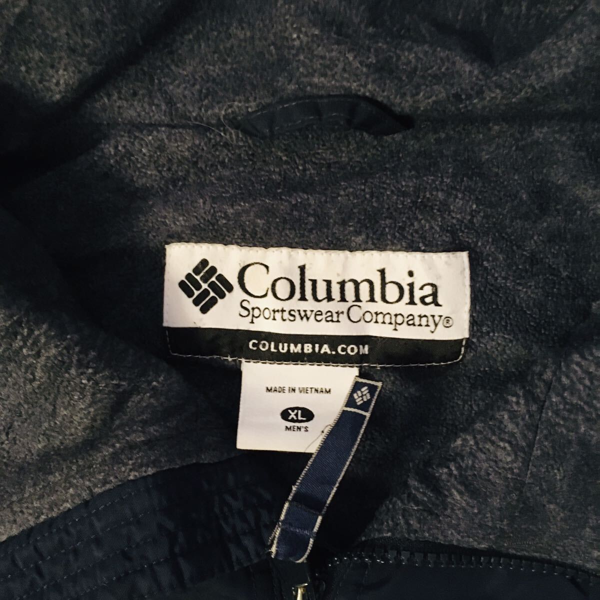 ビッグサイズ　コロンビア　Columbia XL 裏フリース　企業ロゴ刺繍　ナイロン　マウンテンジャケット　ワークジャケット　ネイビー_画像3