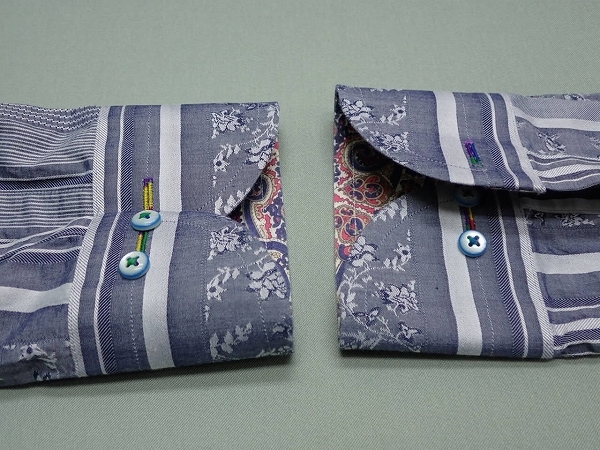 送料無料 ルイスアンドクラーク シャツ・L△LOUIS CLERK/日本製/花織り柄×ストライプ/24*3*4-27の画像5