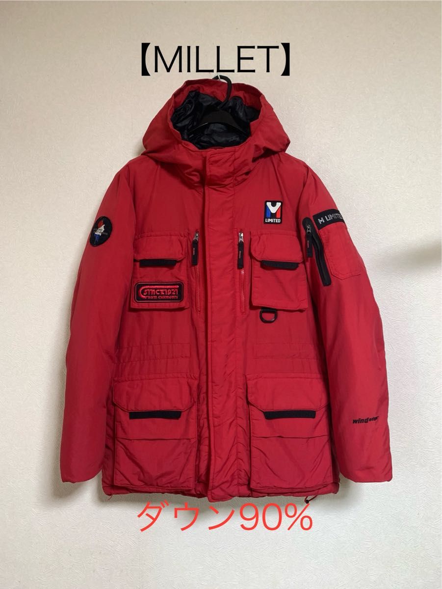 【MILLET】ミレーリミテッドダウンジャケット 赤 レッド 95M/L 良品
