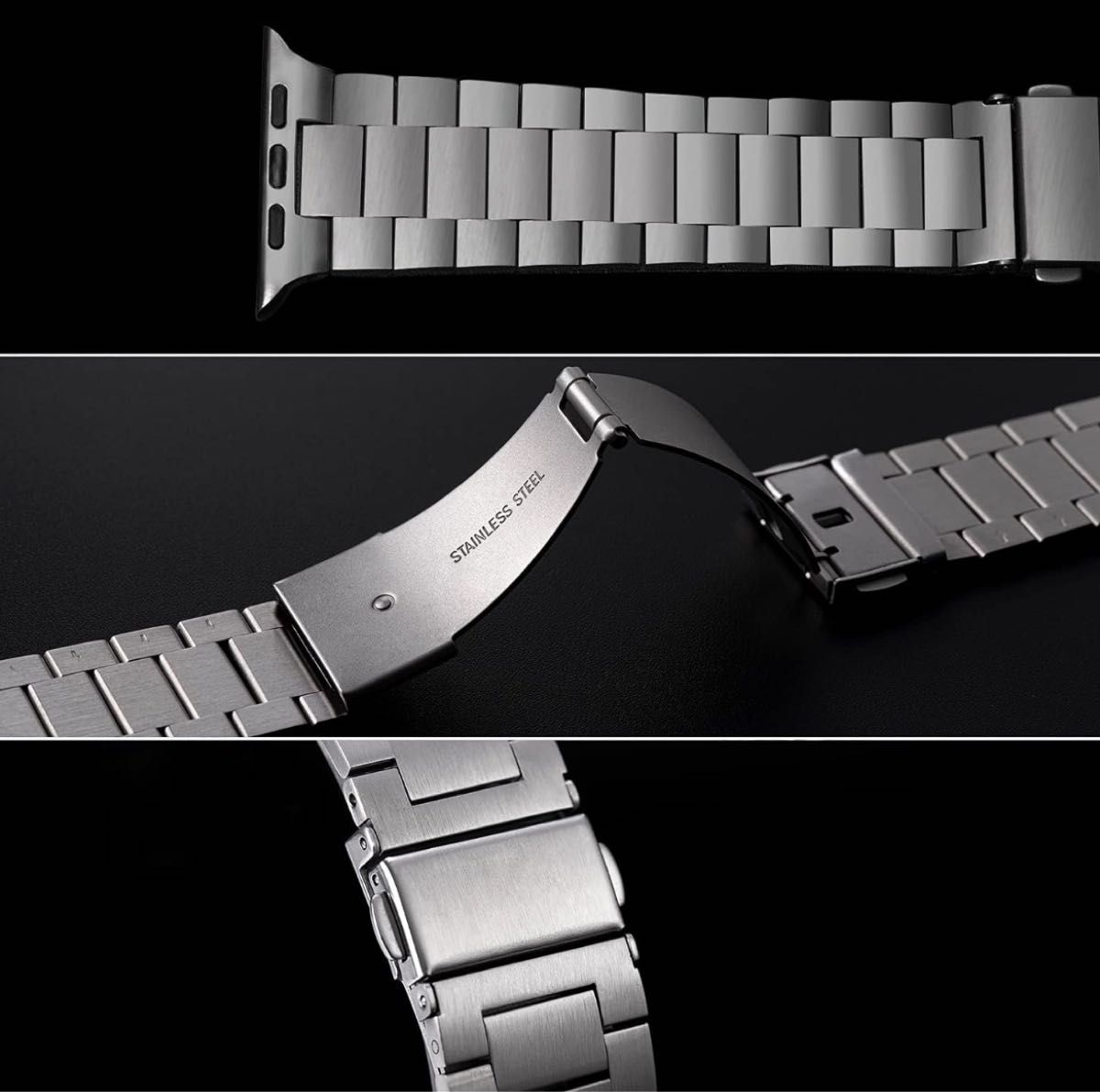 [KIMOKU] コンパチブル Apple Watch バンド 41mm 40mm 38mm ステンレス製 ダブルプレスロック 