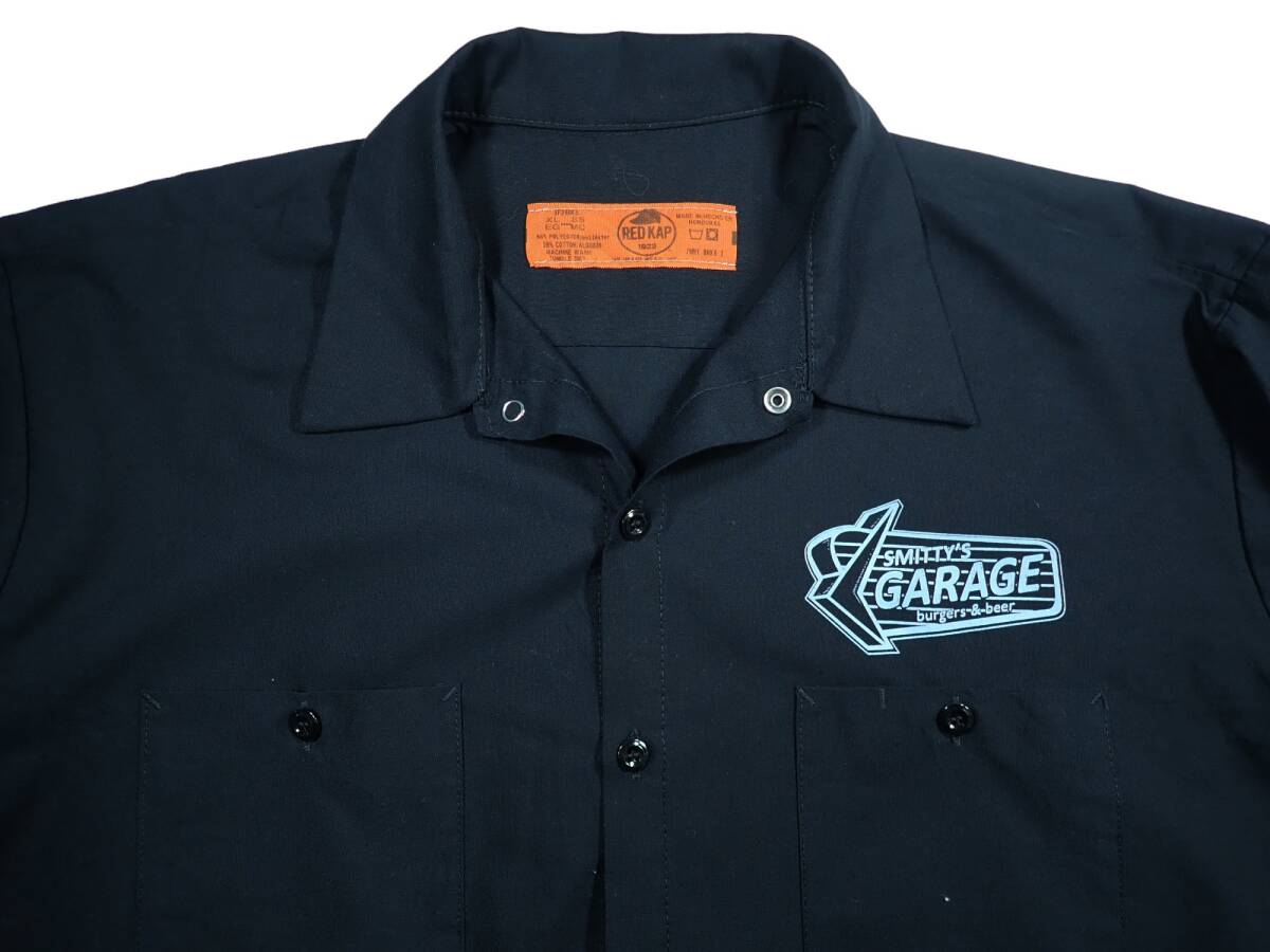 5490/美品 RED KAP 半袖 ワークシャツ XL●洗濯プレス済●ネコポス可●SMITTY'S GARAGE burgers & beer バーガー レッドキャップ 古着　_画像3