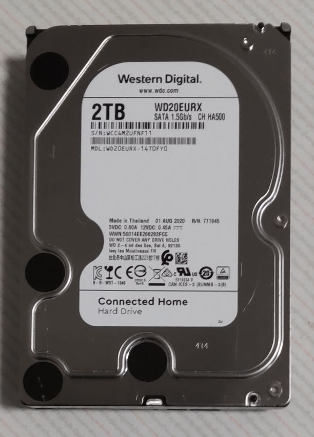 DIGA 2TB増量修理交換用HDD DMR-BRT, BWT, BZT各品番用（未使用、0時間、正常、WD-White）_画像1