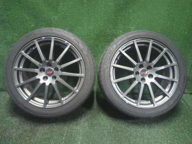 STi アルミホイール 18インチ 4本セット タイヤ付 ガンメタ 12本スポーク 18×7.5J 5H PCD100 +55 225/45R18 【レガシィ BR9より取外し】_画像2