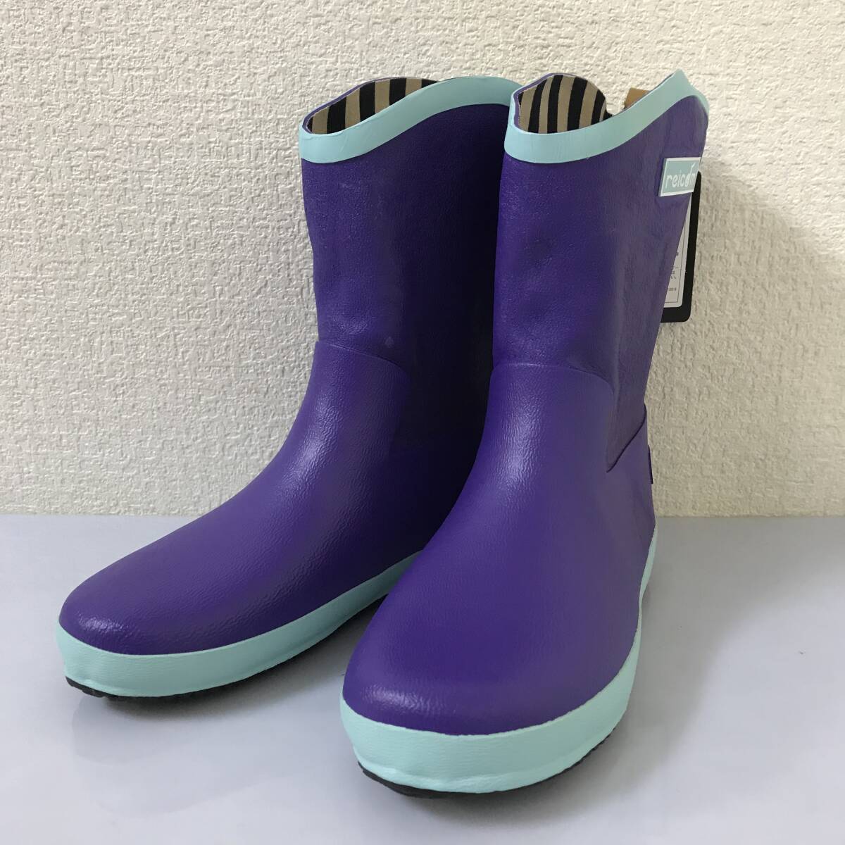 Дети [rubb x raycom] сотрудничество ботинки 20 см. Фиолетовые/голубые сапоги дождя, дети не используются