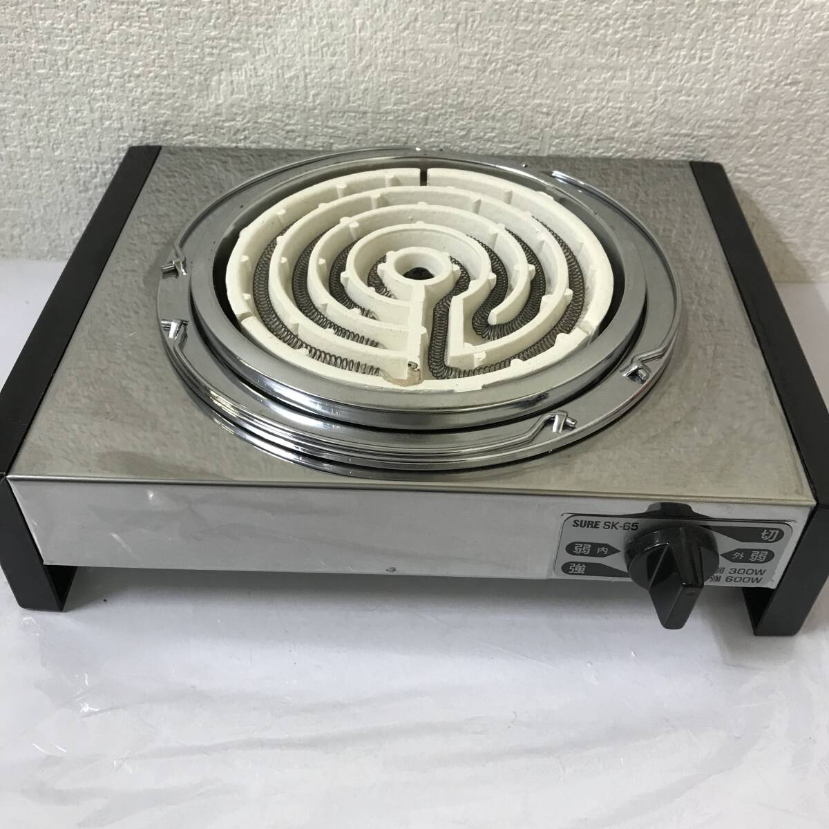 中古美品 シュアー 電気コンロ SK-65S 2004年製 ステンレス 石崎電機 100V-600W 卓上