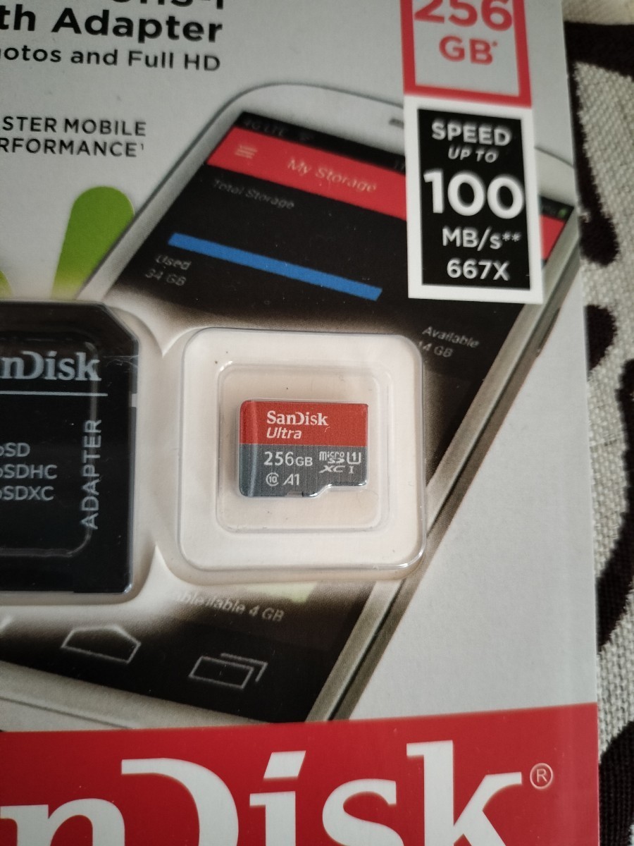 ●新品microSDカード●SANDISK 256GB SDアダプター付 microSDXC ULTRA サンディスク 100MB/S　A1 UHS-I_画像2