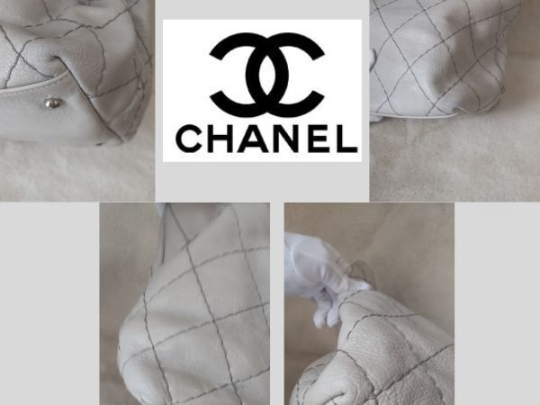 1円☆極美品☆【CHANEL】オンザロード　マトラッセ　レザー　ココマーク　シルバー金具 トートバッグ ライトグレー系★Special Sale!★_画像5