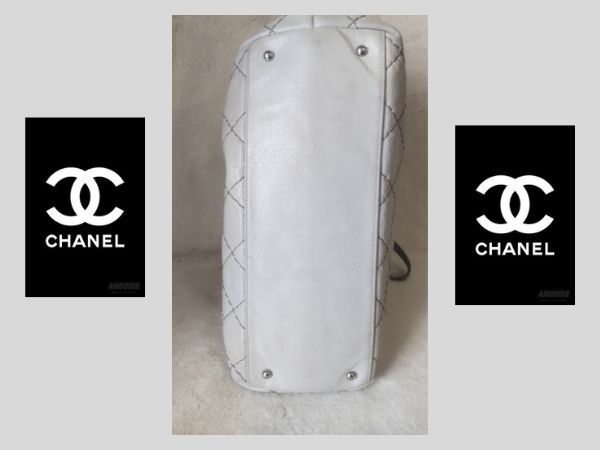 1円☆極美品☆【CHANEL】オンザロード　マトラッセ　レザー　ココマーク　シルバー金具 トートバッグ ライトグレー系★Special Sale!★_画像6