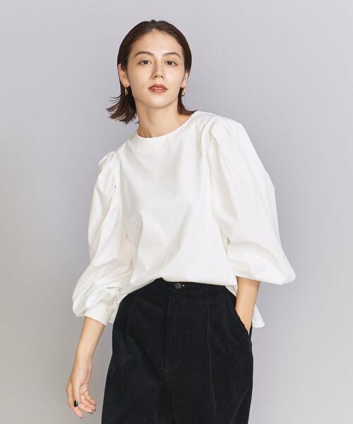 BEAUTY&YOUTH UNITED ARROWS アローズ 22SS コットンブロードタックスリーブカットソー 女性らしさを叶える1着 Free WHITE 定価10,450円_画像2