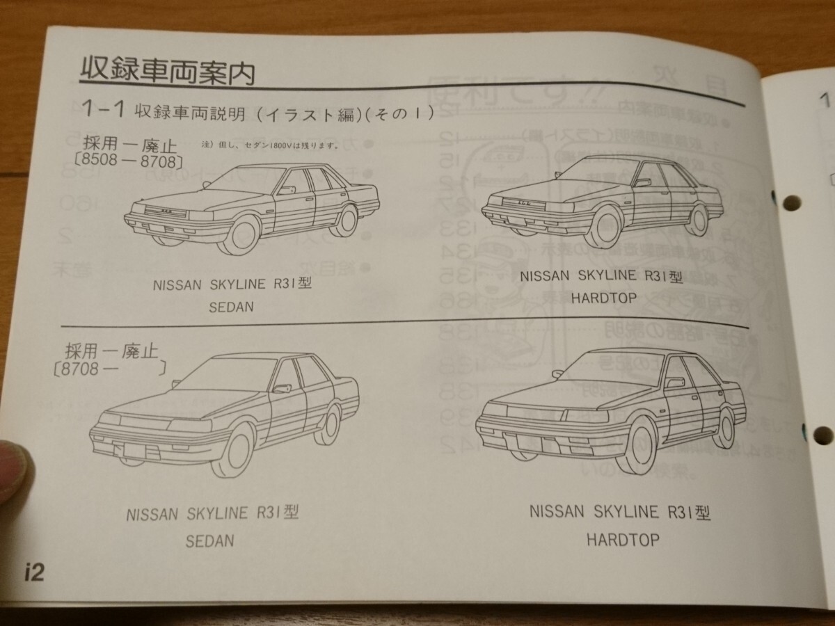 当時物【日産自動車 R31スカイライン 主要整備部品カタログ】旧車 レトロ 昭和 DATSUN Skyline 街道レーサー 絶版 希少 レア_画像3