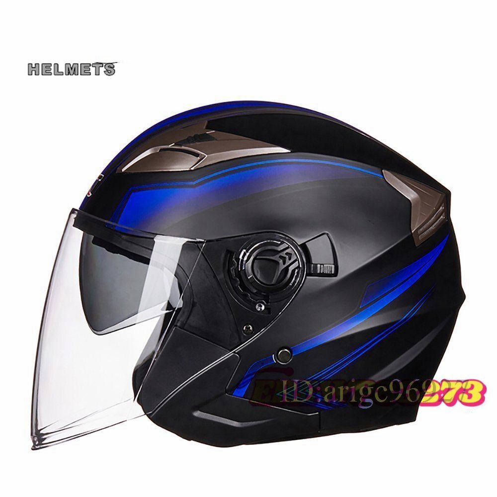 夏用ヘルメット M -XLサイズ 多色 バイクヘルメット ジェット ダブルシールド付き_画像1