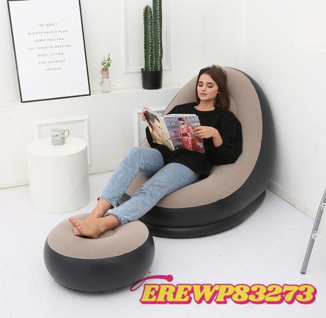 エアーソファー エアークッションチェア 足置き付 空気ソファー エアー椅子 収納可能 1人用 肌触り良い 持ち運び便利 コーヒーの画像6