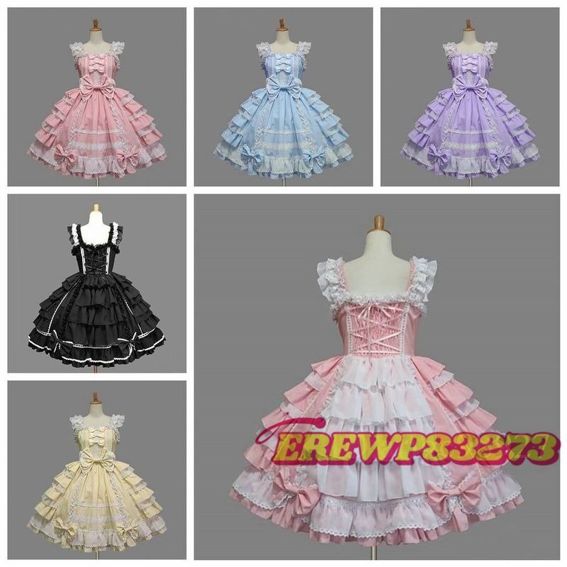 sroli Lolita ga- Lee punk gothic meido cosplay One-piece dress Classic Lolita dress frill 