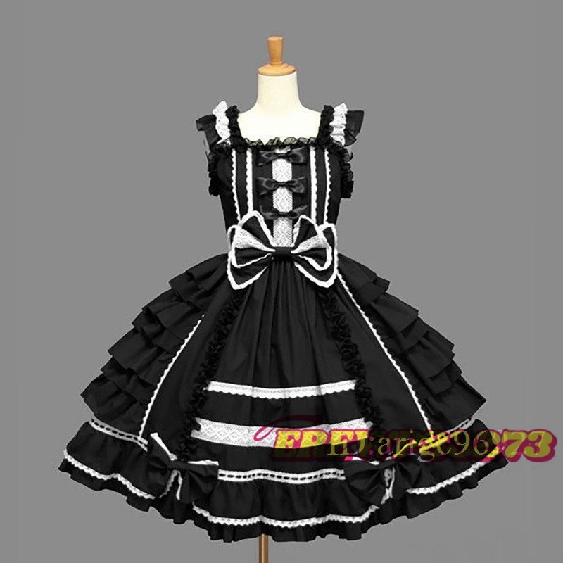 sroli Lolita ga- Lee punk gothic meido cosplay One-piece dress Classic Lolita dress frill 