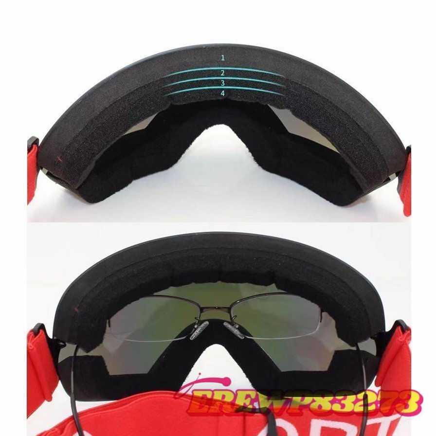 スキー　メガネ対応　UV400　スノーボード　ゴーグル　フレームレス　ゴーグル　ブラック_画像2