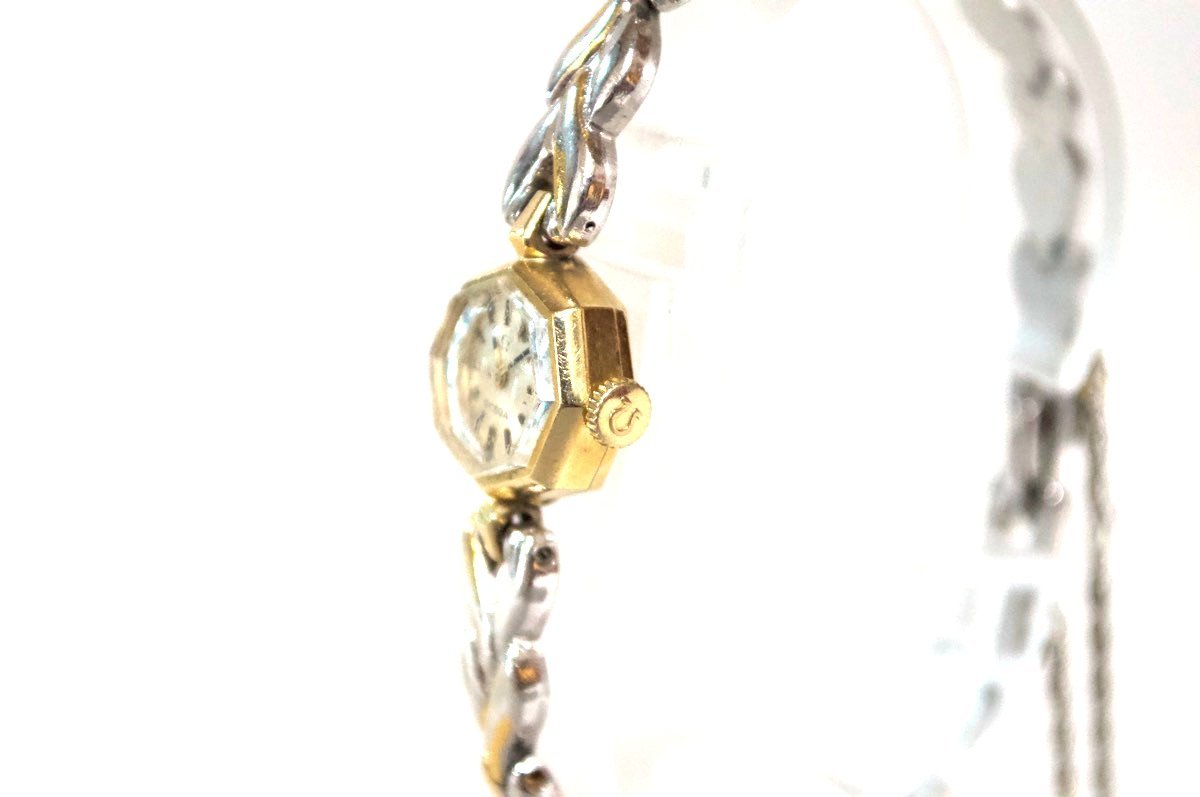1円●オメガ●ヘキサゴン型腕時計●ゴールド SS ヴィンテージ ロゴ アンティーク 手巻き レディース_画像2