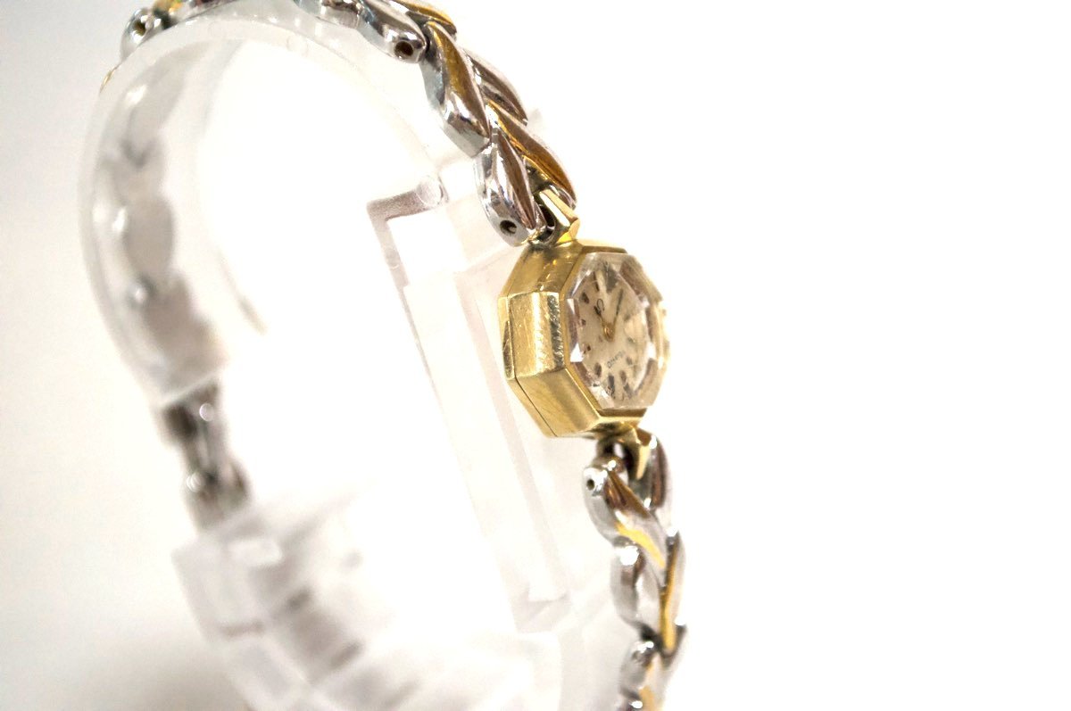 1円●オメガ●ヘキサゴン型腕時計●ゴールド SS ヴィンテージ ロゴ アンティーク 手巻き レディース_画像3