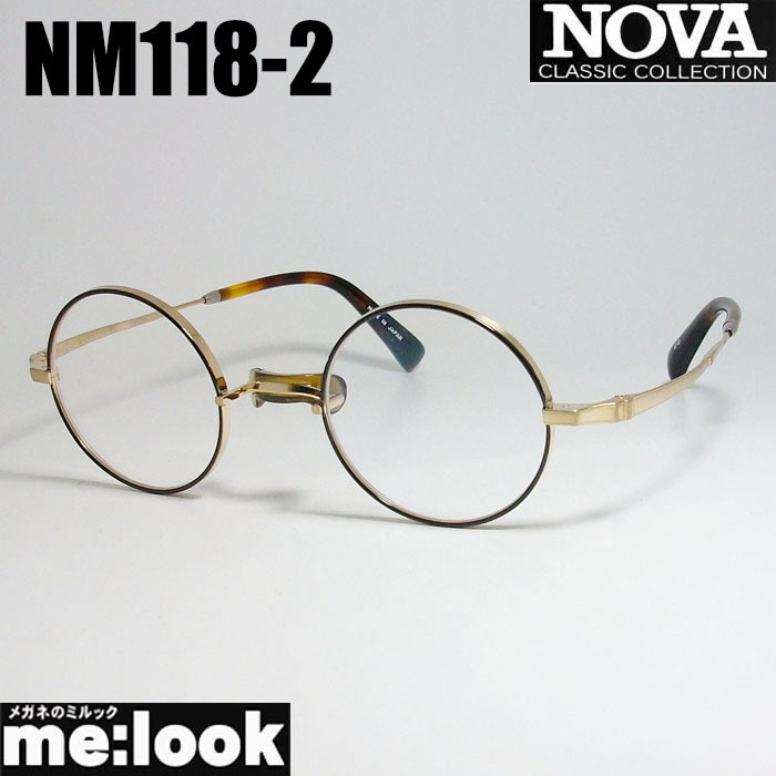 NOVA ノヴァ HAND MADE ITEM ハンドメイド 国産 ラウンド　クラシック 眼鏡 メガネ フレーム NM118-2-45 度付可 ブラック　ゴールド_画像1