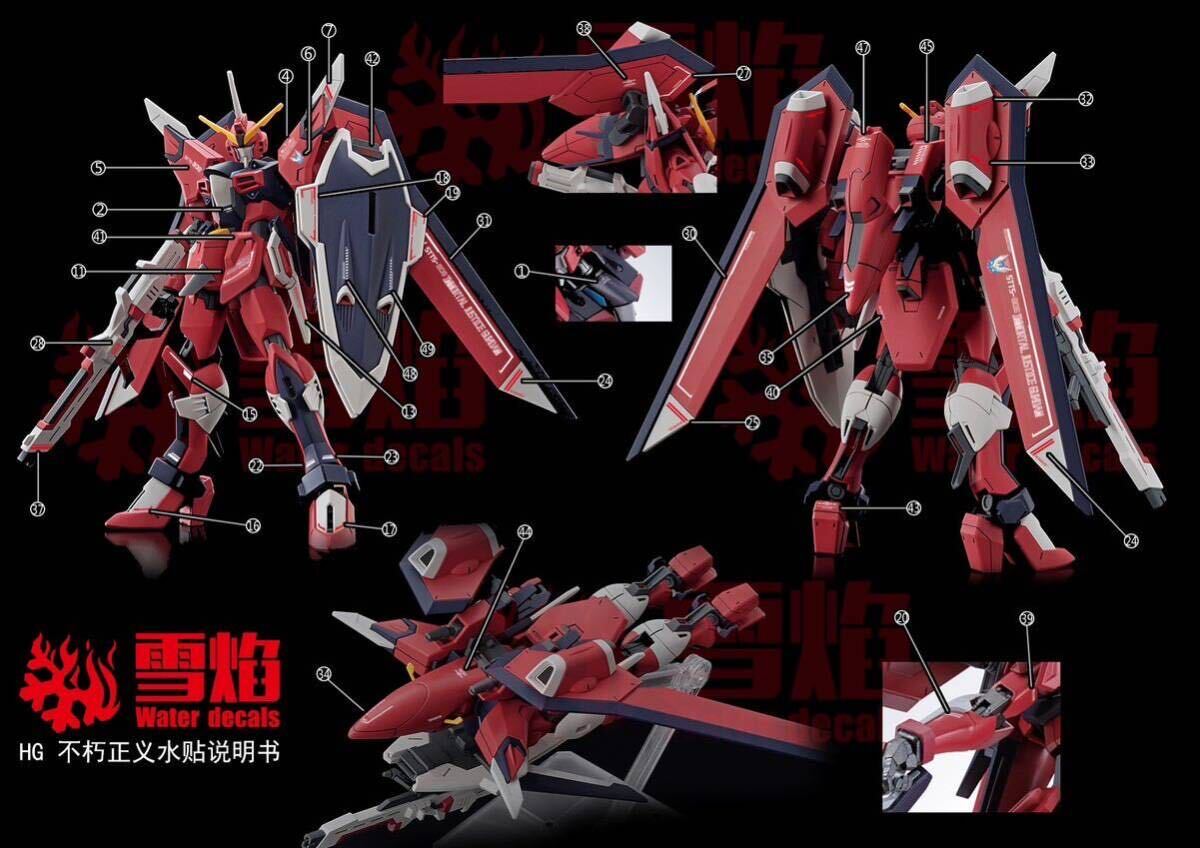 HG 1/144 イモータルジャスティスガンダム用蛍光水転写式デカール 並行輸入品_画像3