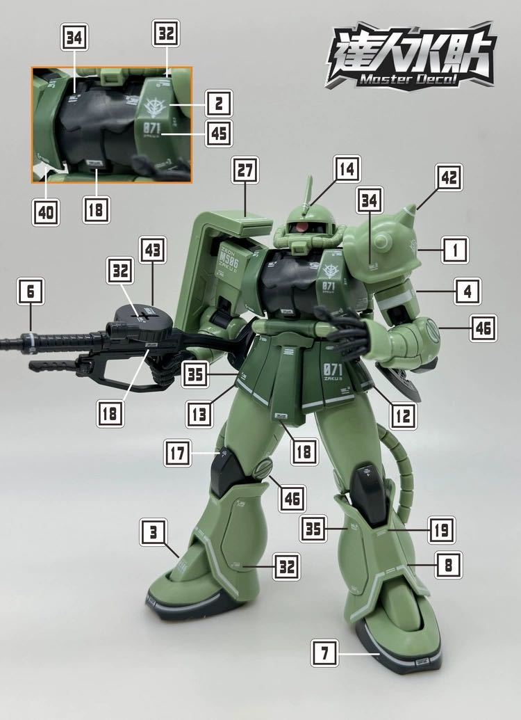 HG 1/144 量産型ザクⅡ用水転写式デカール　並行輸入品_画像3