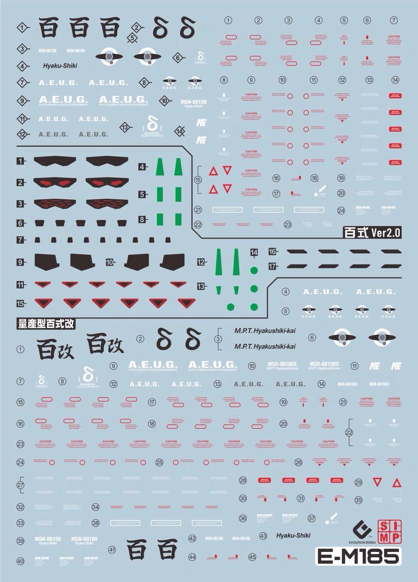MG 1/100 百式改/百式Ver2.0用蛍光水転写式デカール　並行輸入品_画像1