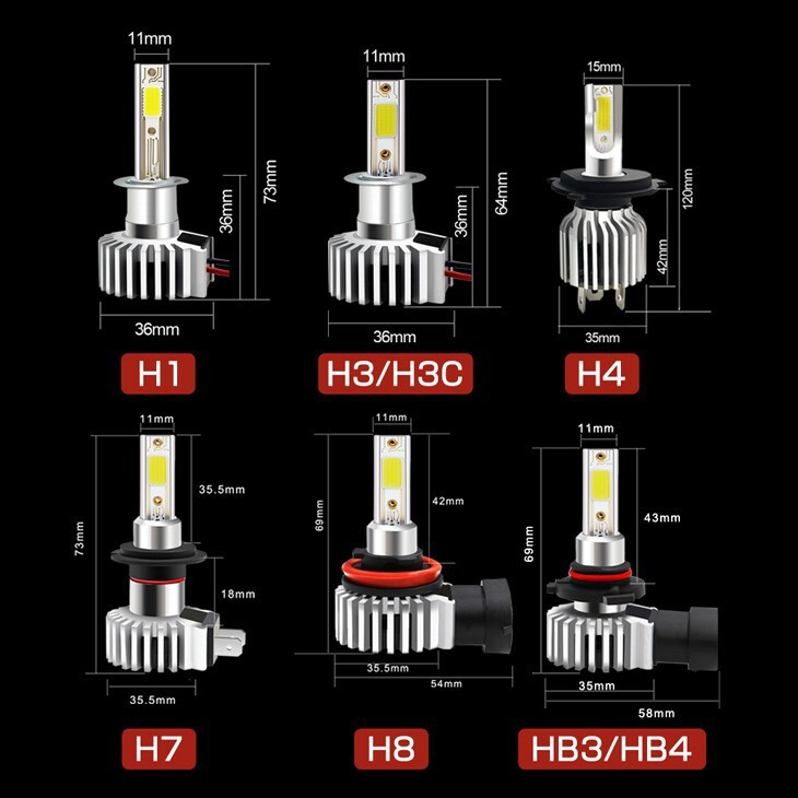 送料込 一体型 LED ヘッドライト/フォグランプ 6000LM H4 Hi/Lo H8 H11 H16 HB3 HB4 H7 H1 H3 H3C 車検対応 取付簡単 led電球 LEDライト D9の画像7