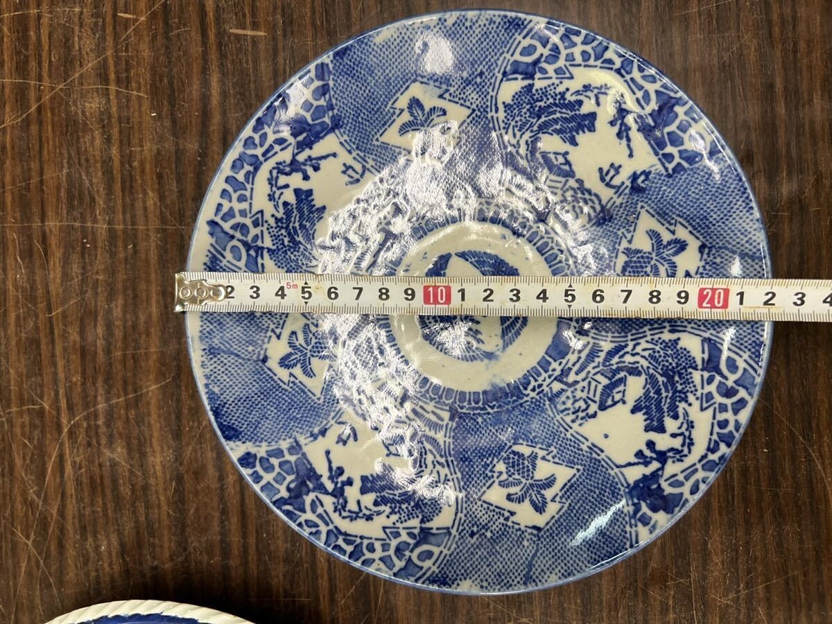 FJ0710 染付 古伊万里 七寸 芙蓉 唐草 まとめ売り 明治 江戸 皿 器 小鉢_画像2