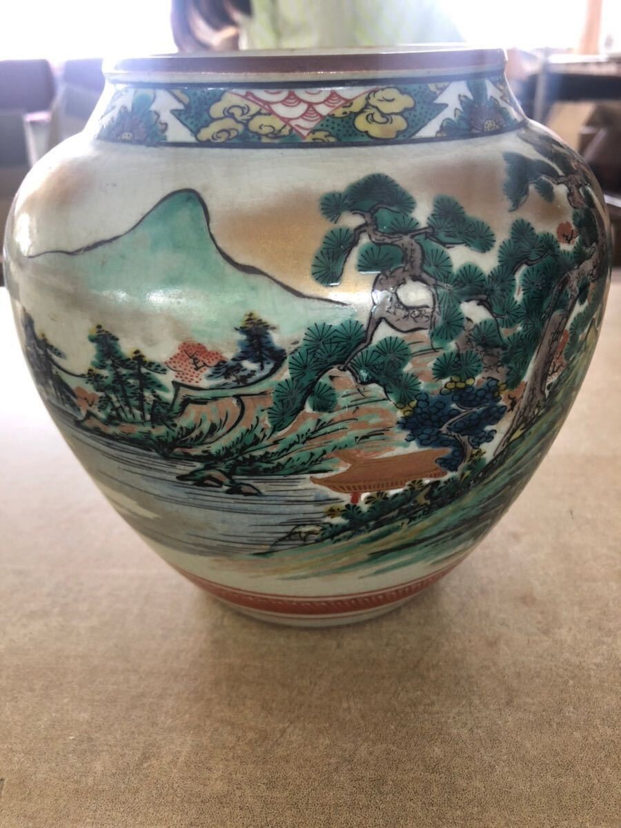 G611 送料無料 九谷焼 光山厓 花瓶 壺 金彩 絵 骨董品 古美術 大壺 アンティークの画像3