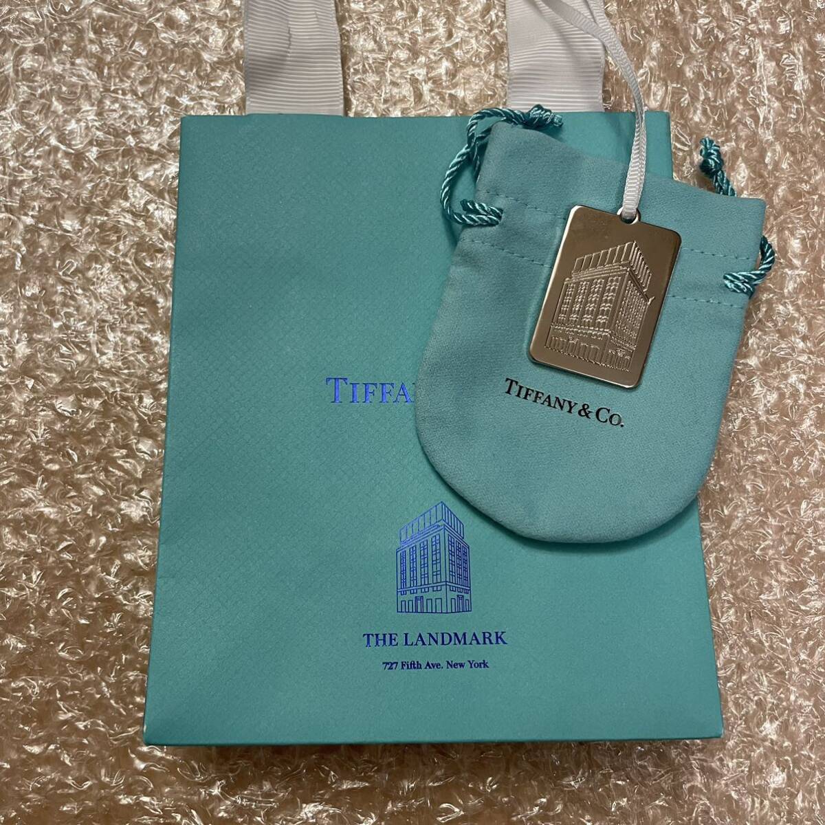 新品・未使用 TIFFANY ティファニー NY本店限定 非売品 チャーム 巾着 紙袋 ポーチ アクセサリーケース ショッパー_画像1