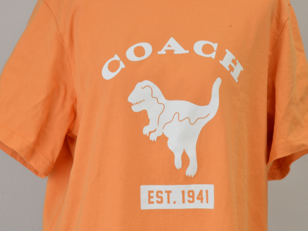 コーチ COACH レキシ― スクール Tシャツ/カットソー 恐竜 半袖 Mサイズ CA068 オレンジ レディース su_p e_u F-S4433_画像4