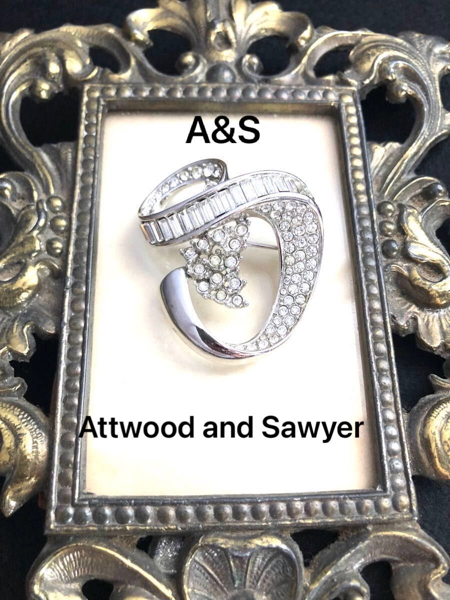 Attwood and Sawyer  A&S アトウッド アンド ソーヤー　ヴィンテージ　ブローチ　ラインストーン　大きめ