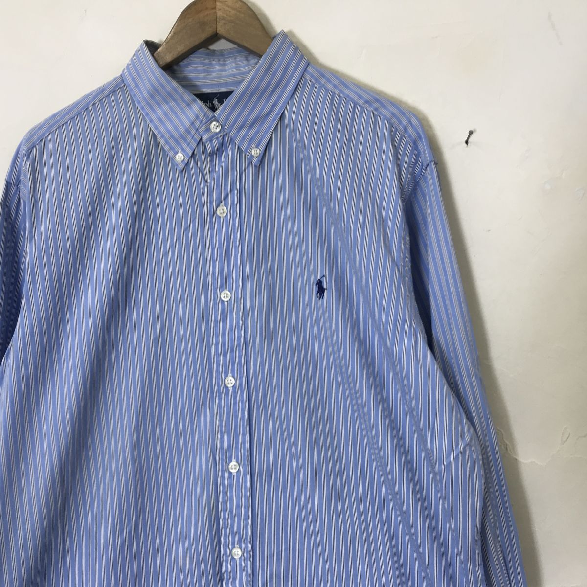 F2365-N◆ Ralph Lauren ラルフローレン 長袖シャツ BD ボタンダウン トップス ◆ size16 1/2 ブルー ストライプ コットン_画像3