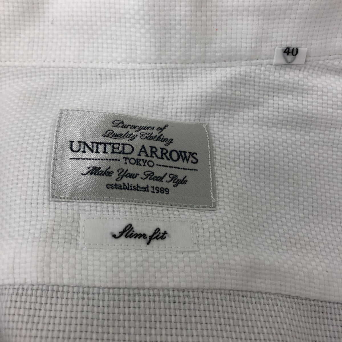 F2485-F◆ UNITED ARROWS ユナイテッドアローズ 長袖シャツ ボタンダウン トップス ◆ size40 コットン100 ホワイト 白 古着 メンズ 春_画像7