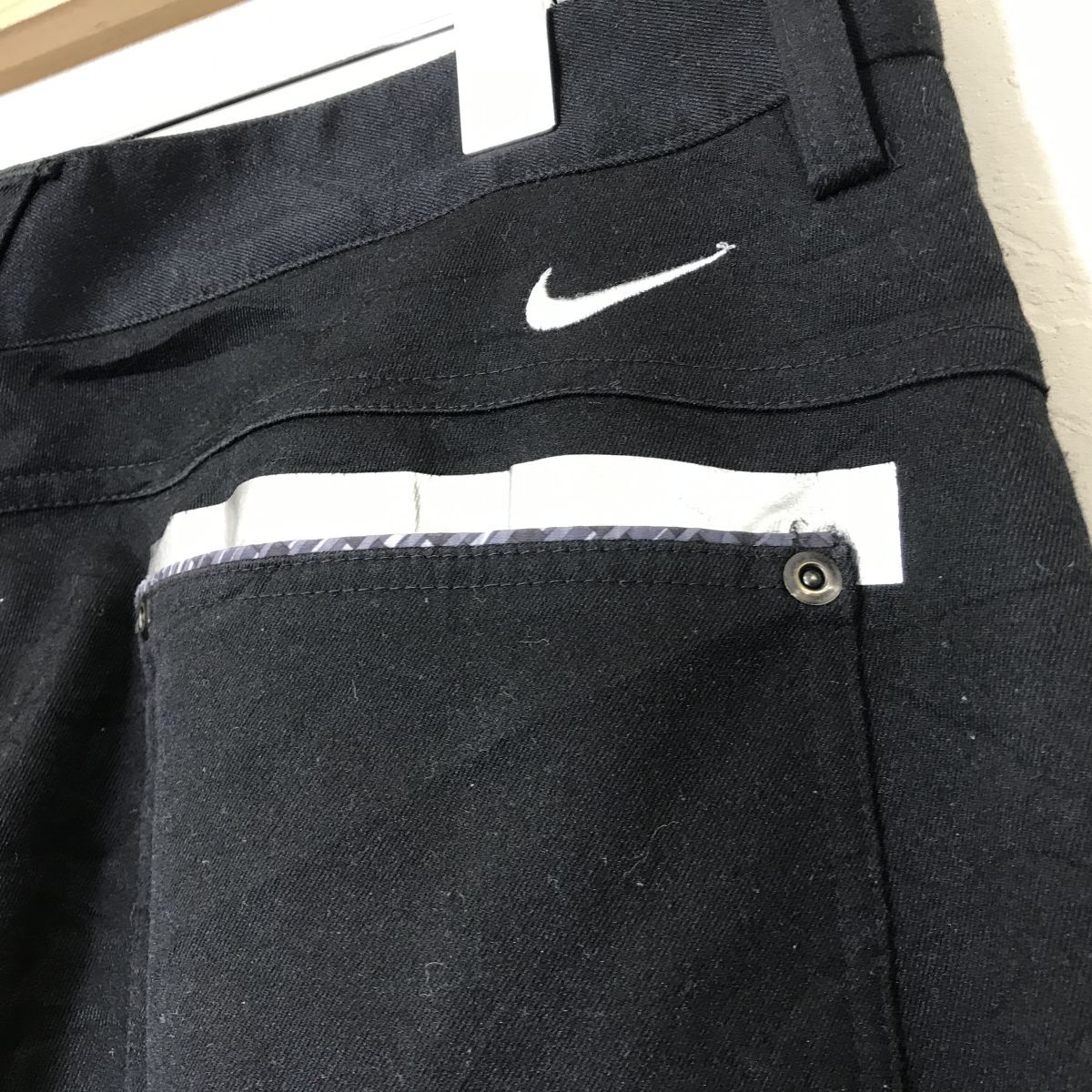 M518-N◆ NIKE GOLF ナイキゴルフ ロングパンツ 膝立体裁断 ロング ペイント◆ size33 ブラック 黒 ポリエステル100_画像7