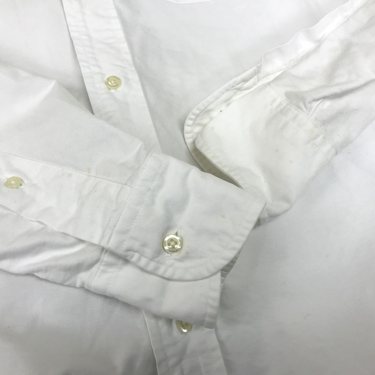 M475-N◆USA製◆ INDIVIDUALIZED SHIRTS インディヴィジュアライズドシャツ オックスフォードシャツ BD◆size14 1/2 ホワイト コットン_画像9