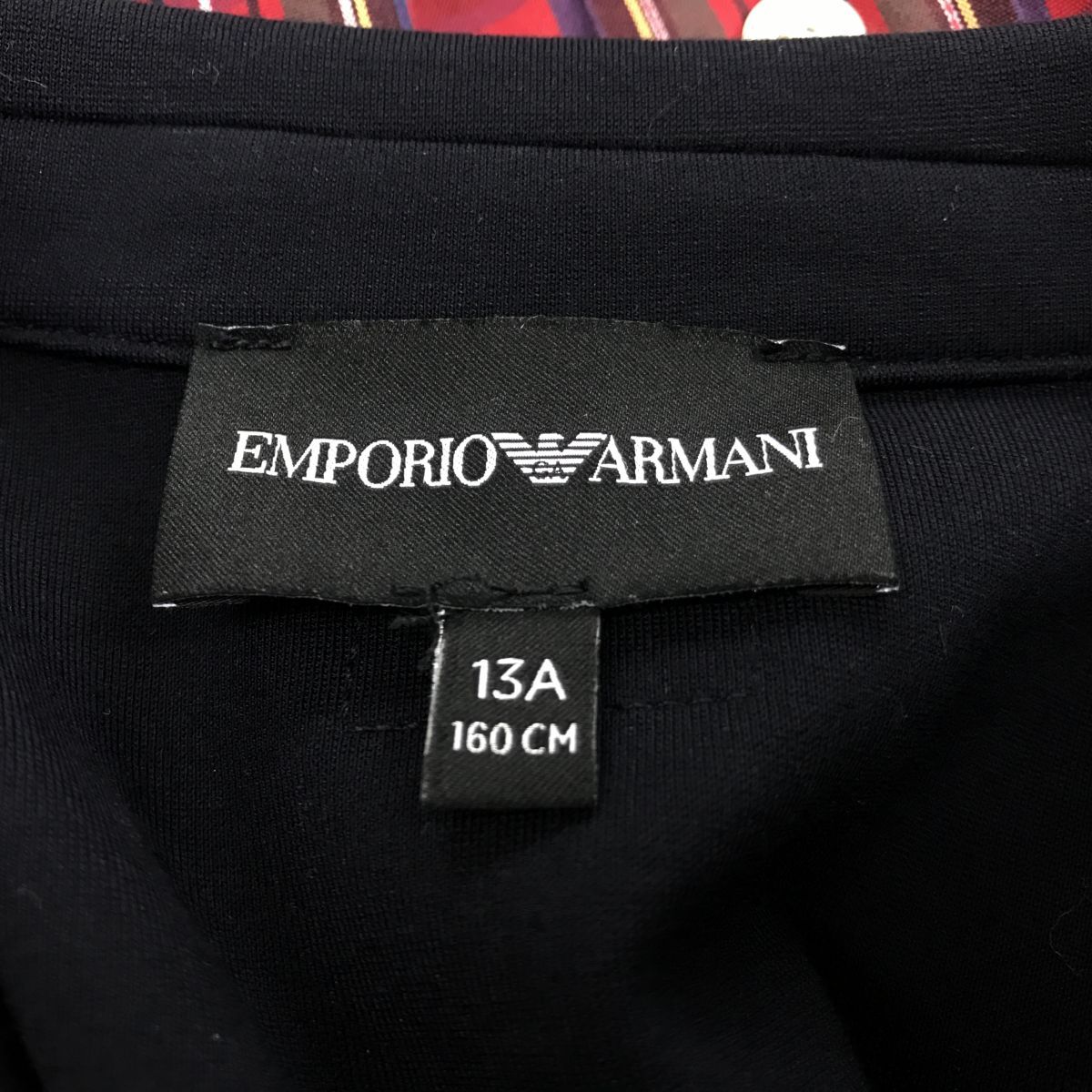 M408-N◆美品◆ EMPORIO ARMANI エンポリオアルマーニ ジャケット 比翼 ストレッチ ◆ size13A ネイビー 濃紺 ビスコース ナイロン_画像8