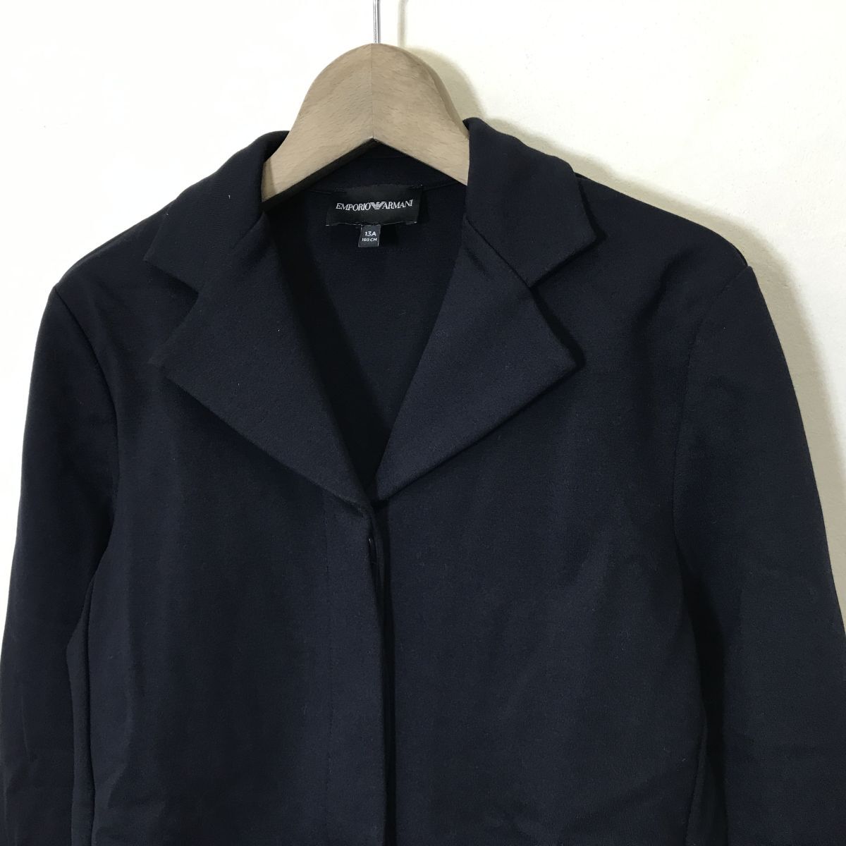 M408-N◆美品◆ EMPORIO ARMANI エンポリオアルマーニ ジャケット 比翼 ストレッチ ◆ size13A ネイビー 濃紺 ビスコース ナイロン_画像5