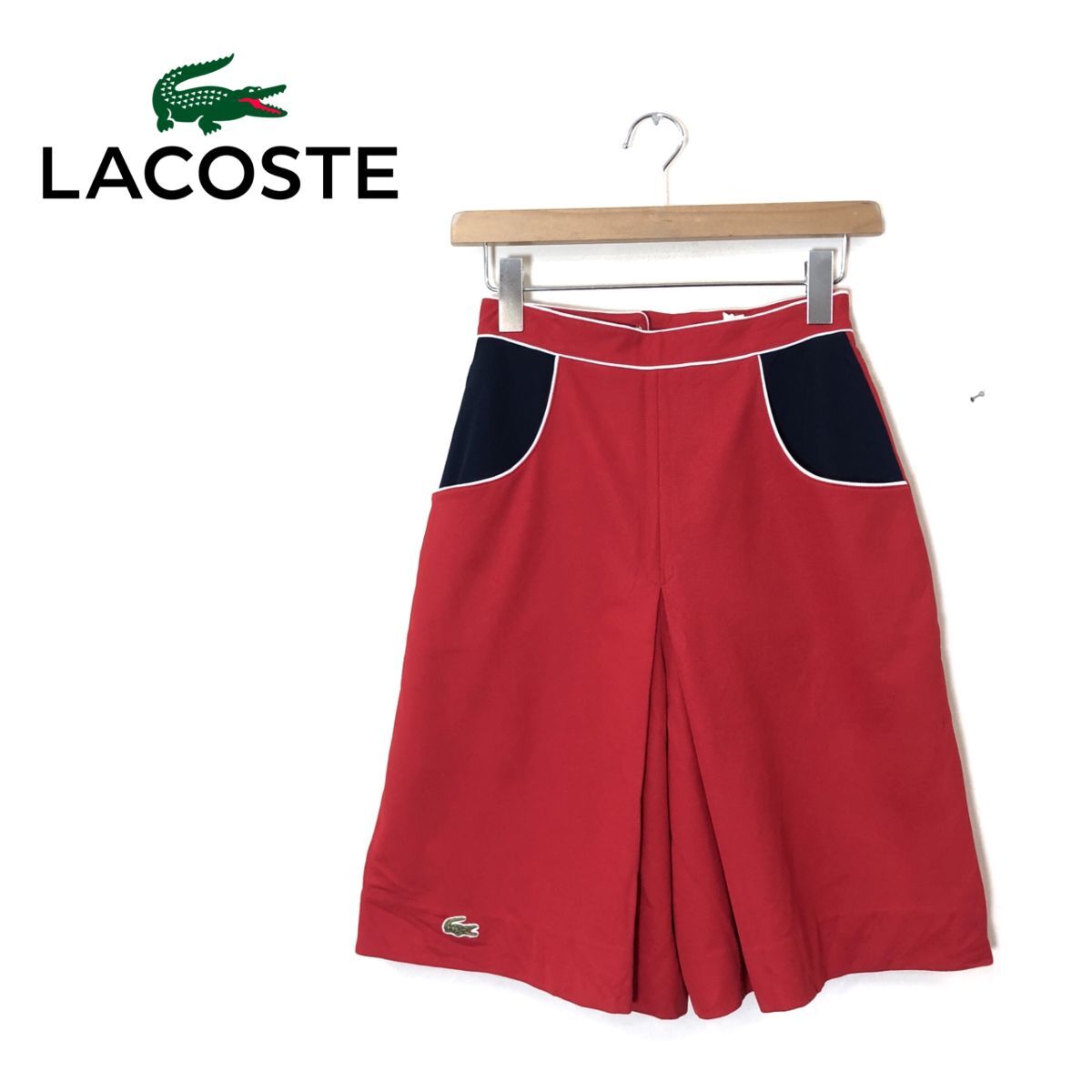 M631-O-N◆良品◆ LACOSTE ラコステ ハーフパンツ ショートパンツ キュロット ボトムス◆size40 レッド 赤_画像1