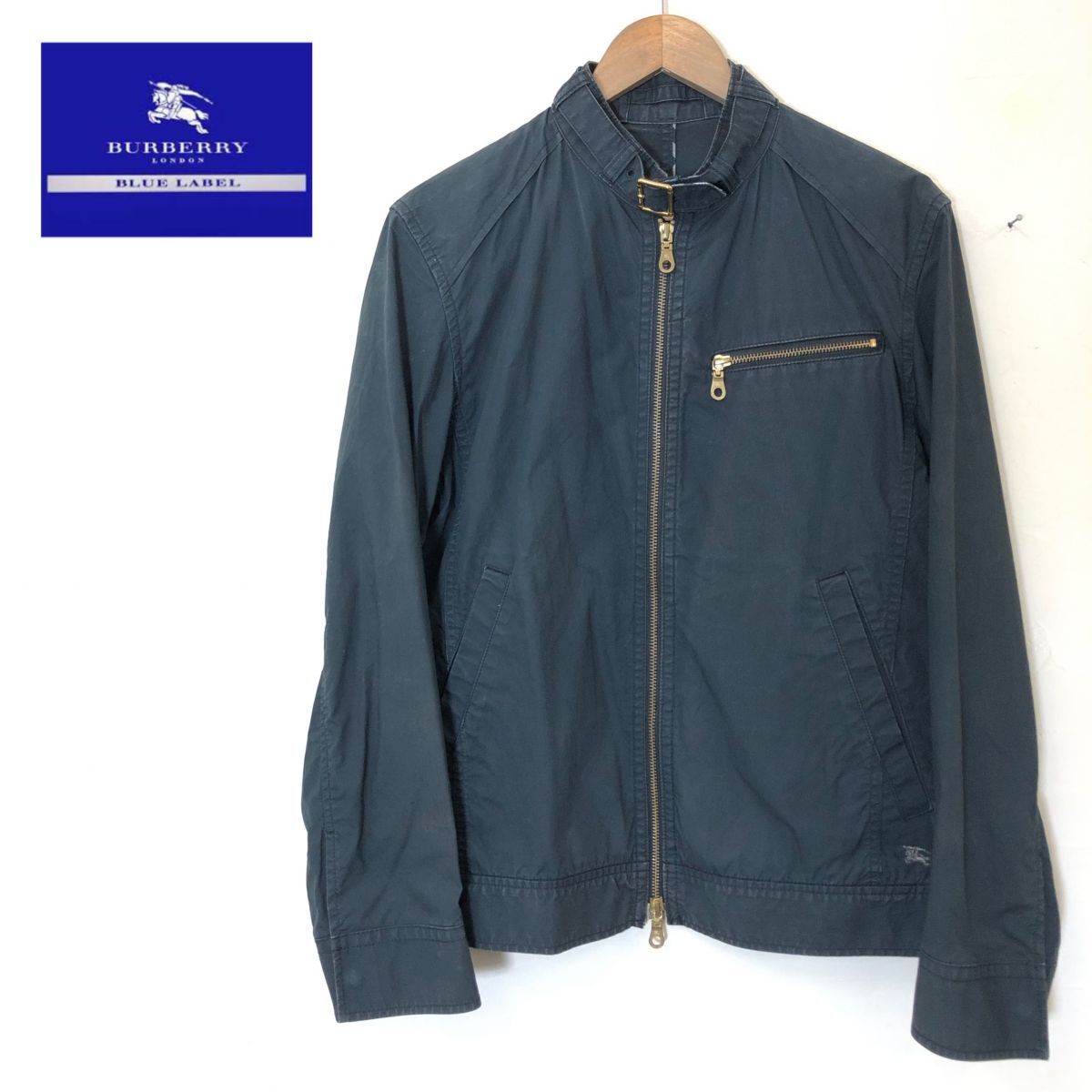 M747-F◆ BURBERRY BLUE LABEL バーバリーブルーレーベル スイングトップ ジャケット ジップアップブルゾン ◆ sizeM コットン 古着_画像1