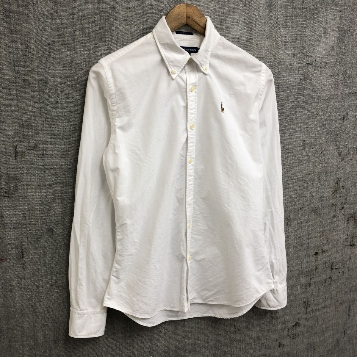 M437-F-N◆ POLO RALPH LAUREN ポロラルフローレン 長袖シャツ ボタンダウン ◆ size2 コットン100 ホワイト 古着 メンズ 春の画像5