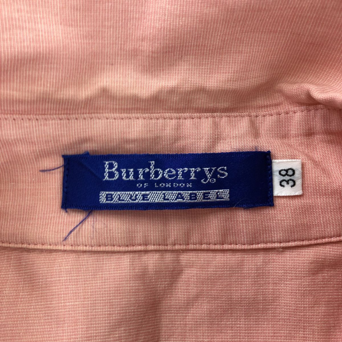 M380-F-S◆ 90s ◆ old ◆ burberrys BLUE LABEL バーバリーブルーレーベル 長袖シャツ ダブルカフス トップス ◆ 38 コットン ピンク 古着の画像7