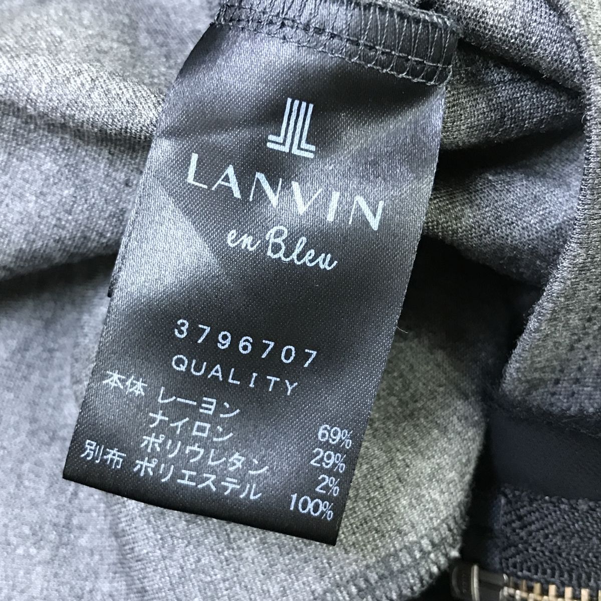 M554-R◆日本製 LANVIN en Bleu ランバンオンブルー バックジップフリルデザインカットソー◆サイズ38 レディース 婦人 グレーの画像6