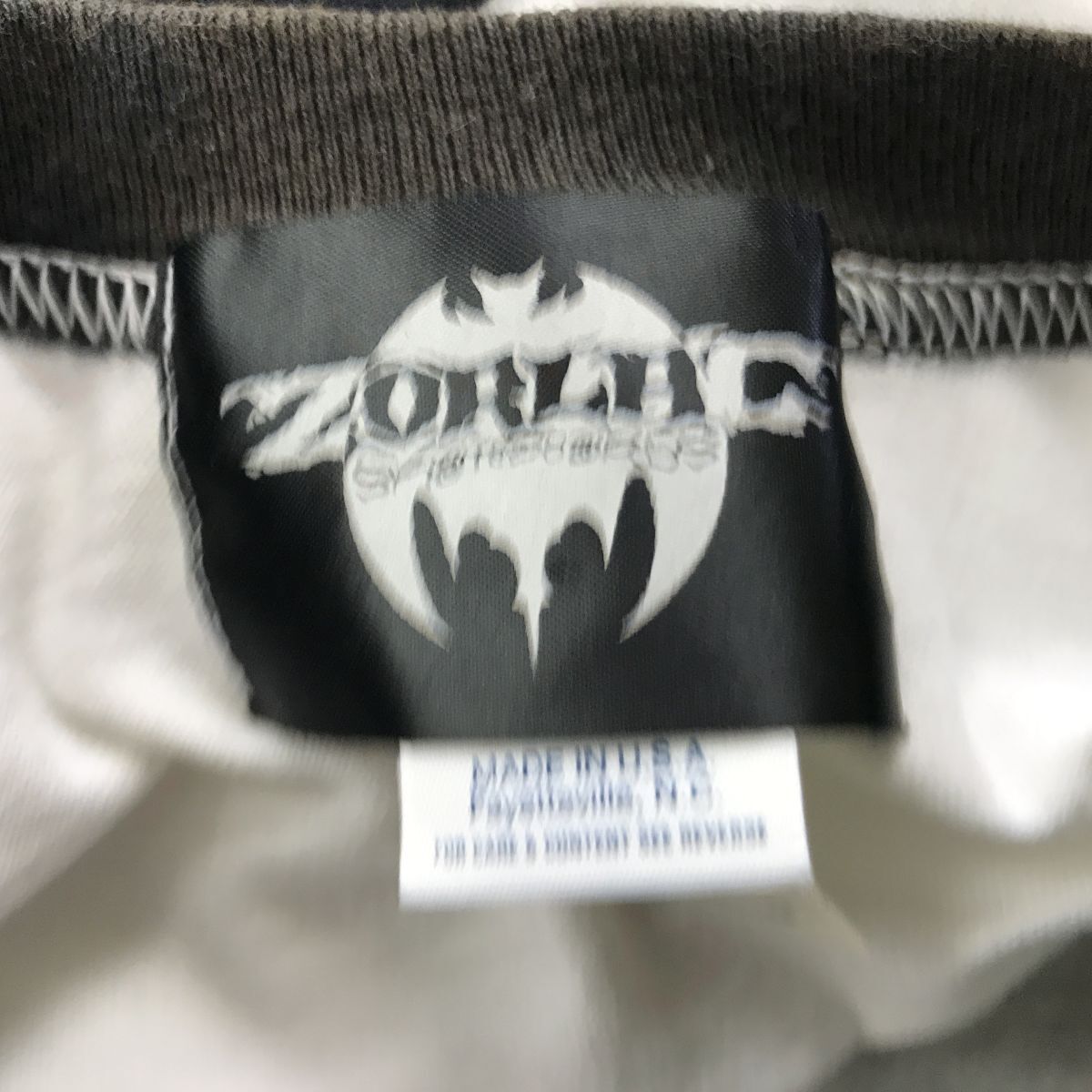 M1148-N◆old◆ USA製 zorlac ゾーラック ラグランTシャツ カットソー ロゴプリント スケート ◆sizeM ブラック ホワイト ポリ コットン_画像8