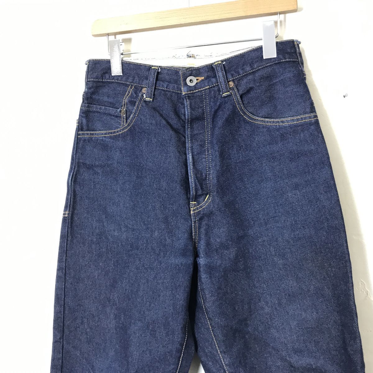 M1620-N◆美品◆ JOHNBULL ジョンブル デニムパンツ ジーンズ ボタンフライ ワイド テーパード◆sizeS インディゴ コットン100_画像3