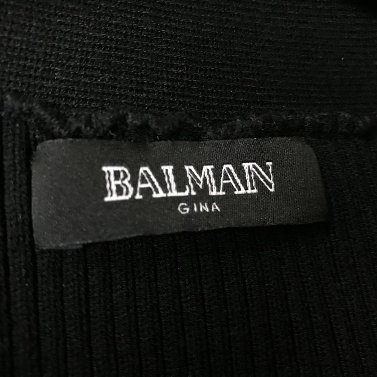 M1730-D◆美品◆ BALMAN GINA バルマン ニットジャケット カーディガン デザインボタン レディース◆size36 ブラック 黒 コットン100_画像8